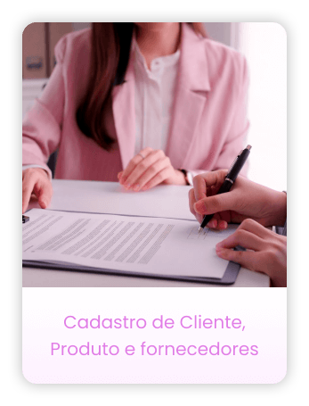 cadastro de cliente, produto e fornecedores